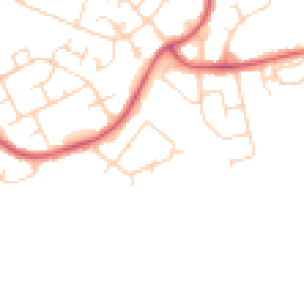 Daytime road noise heatmap for WD19 6YQ