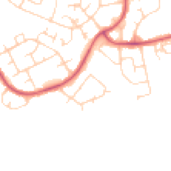 Daytime road noise heatmap for WD19 6YW