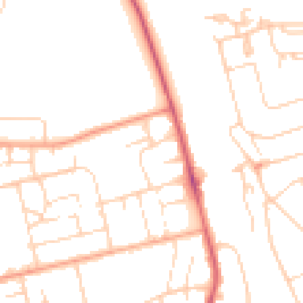 Daytime road noise heatmap for WD19 7AL