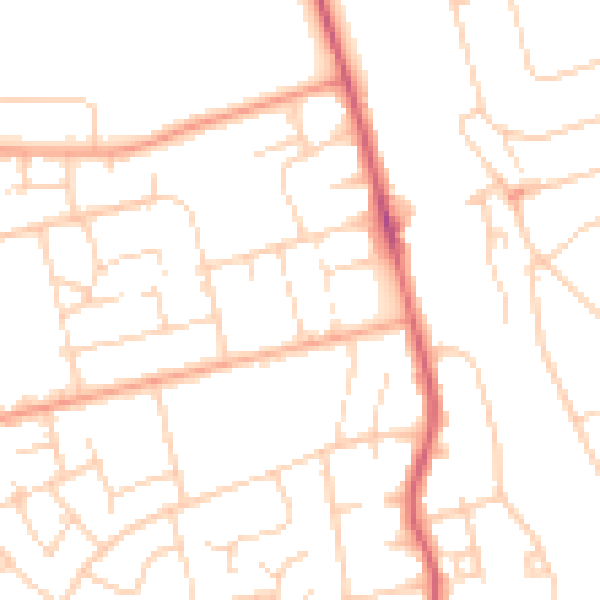 Daytime road noise heatmap for WD19 7EP
