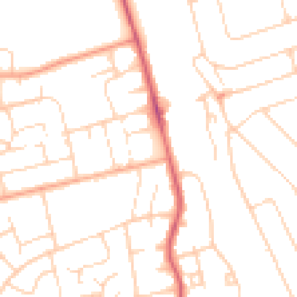 Daytime road noise heatmap for WD19 7FJ