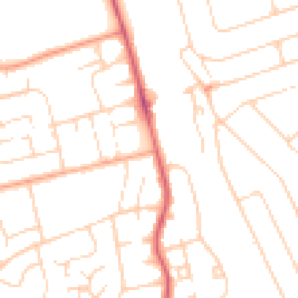 Daytime road noise heatmap for WD19 7FN