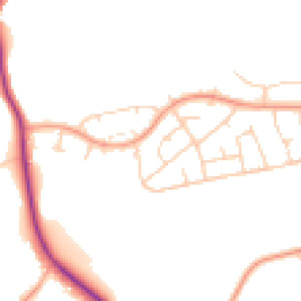 Daytime road noise heatmap for WD19 7NX