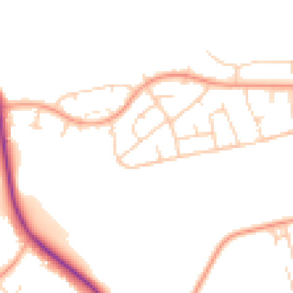 Daytime road noise heatmap for WD19 7PF