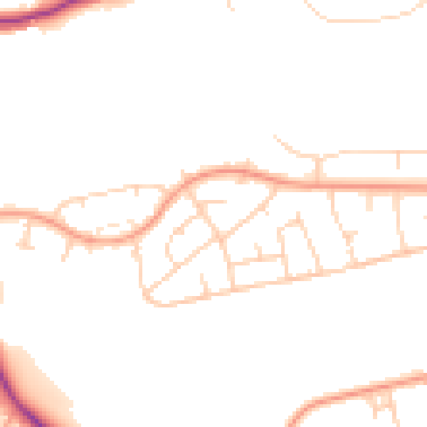 Daytime road noise heatmap for WD19 7PW