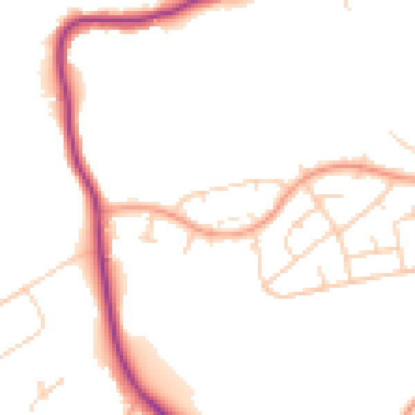 Daytime road noise heatmap for WD19 7PY