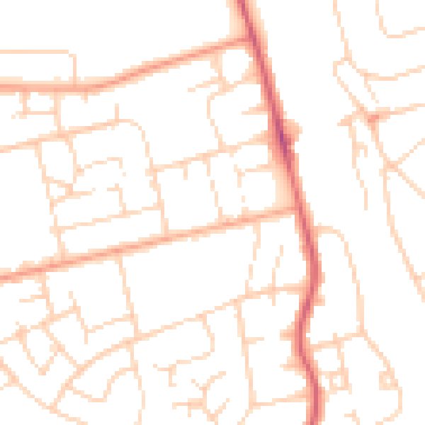Daytime road noise heatmap for WD19 7SG