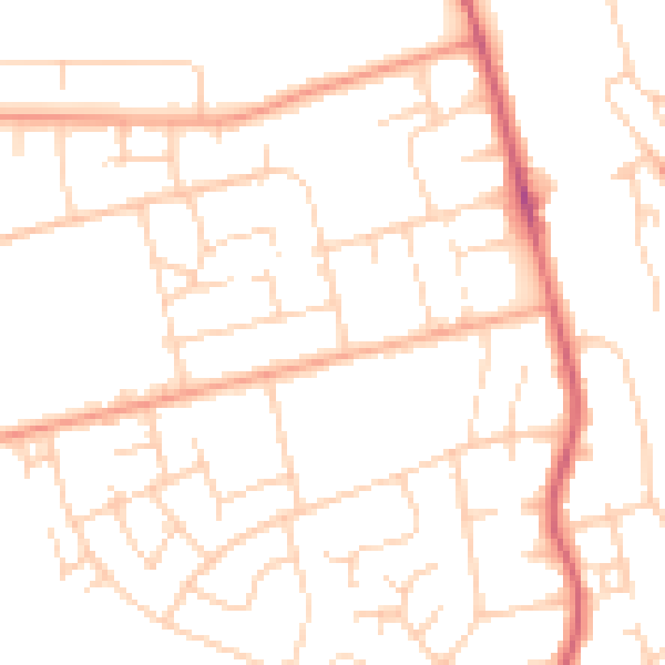 Daytime road noise heatmap for WD19 7SR