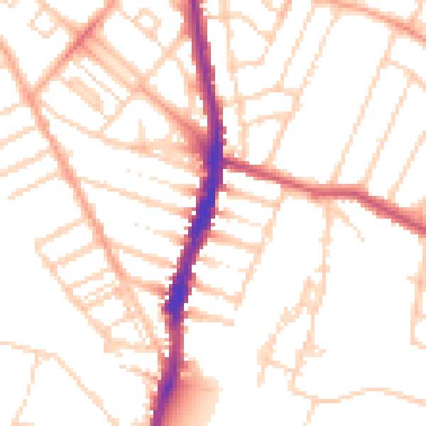 Daytime road noise heatmap for WD24 4AU