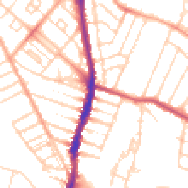 Daytime road noise heatmap for WD24 4AX