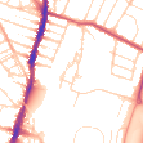 Daytime road noise heatmap for WD24 4AY