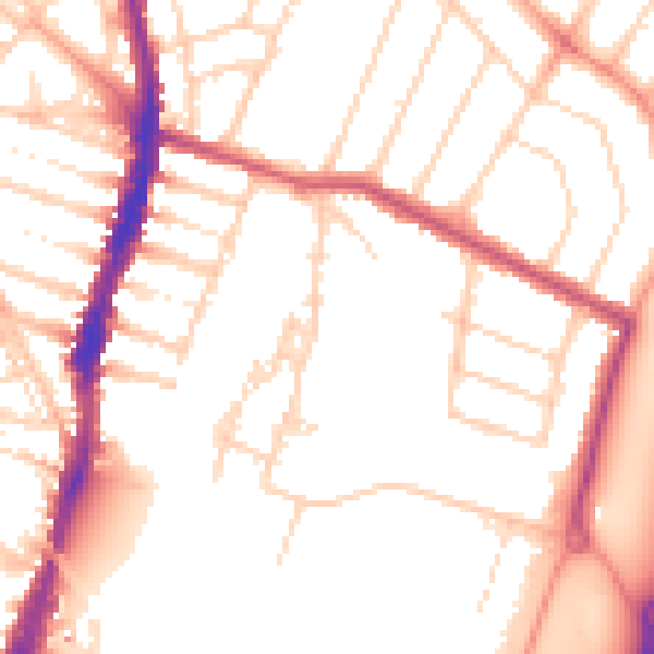 Daytime road noise heatmap for WD24 4AZ