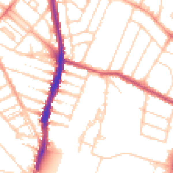 Daytime road noise heatmap for WD24 4DF