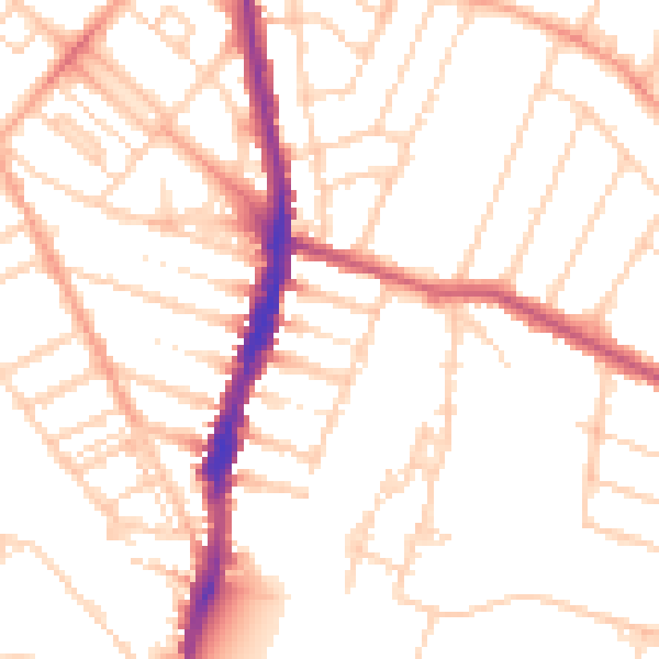 Daytime road noise heatmap for WD24 4DQ