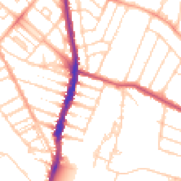 Daytime road noise heatmap for WD24 4DU