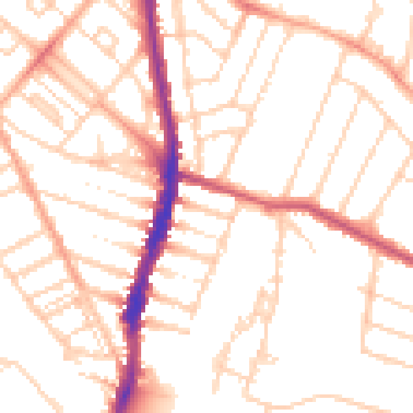 Daytime road noise heatmap for WD24 4DY
