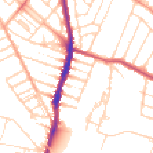 Daytime road noise heatmap for WD24 4DZ