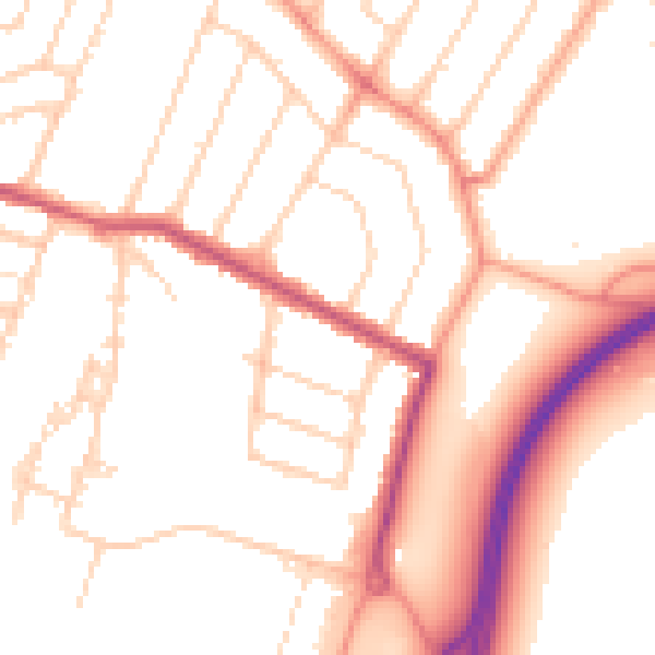 Daytime road noise heatmap for WD24 4EY