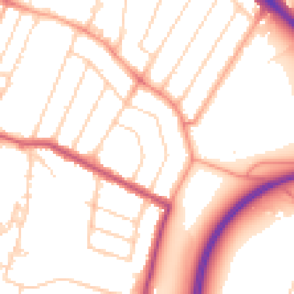 Daytime road noise heatmap for WD24 4HB