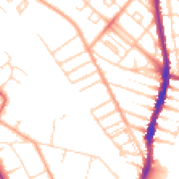 Daytime road noise heatmap for WD24 5AH