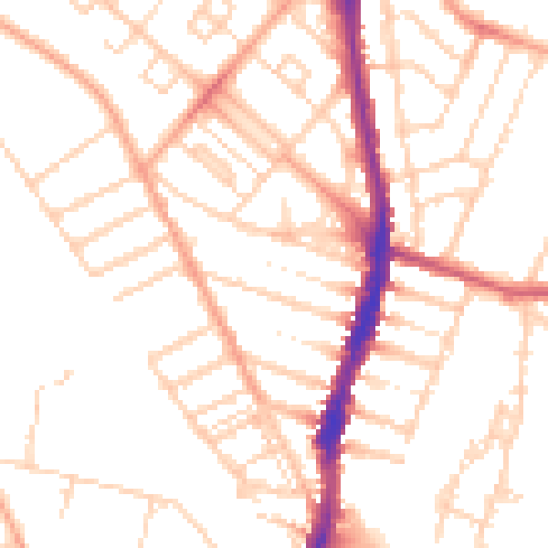 Daytime road noise heatmap for WD24 5AN