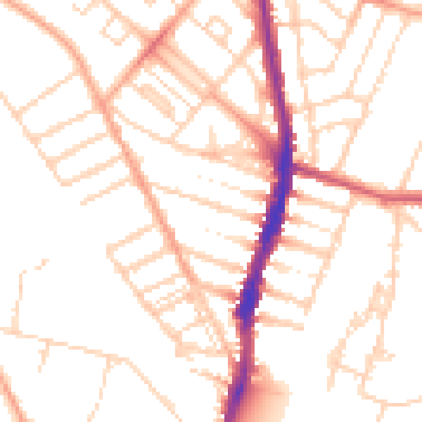 Daytime road noise heatmap for WD24 5AS