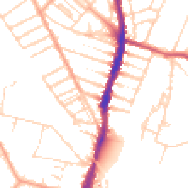 Daytime road noise heatmap for WD24 5AX