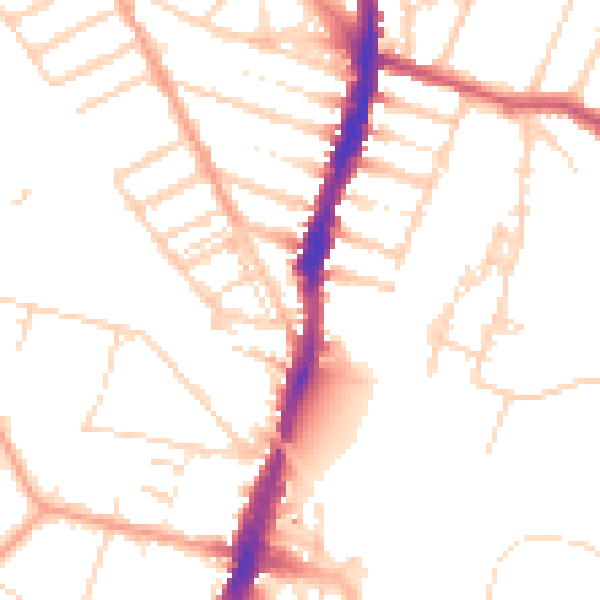 Daytime road noise heatmap for WD24 5BD