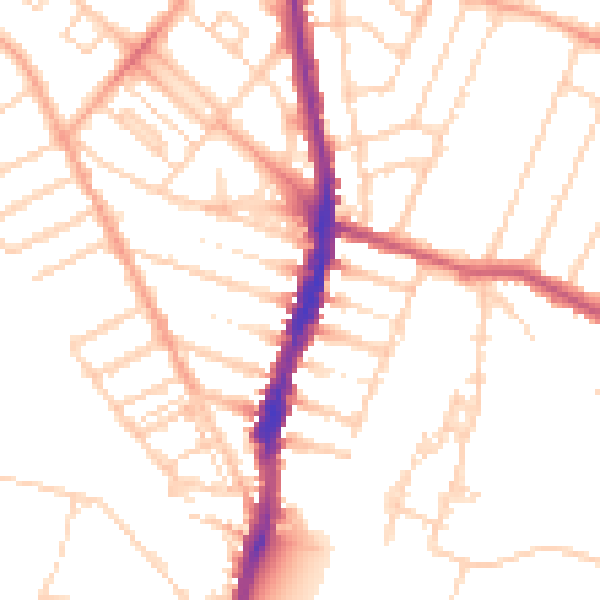 Daytime road noise heatmap for WD24 5BQ
