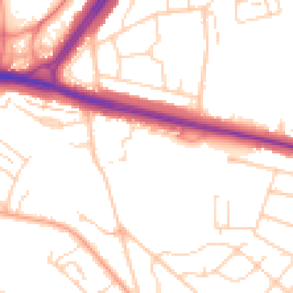 Daytime road noise heatmap for WD24 5BX