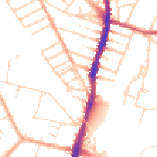 Daytime road noise heatmap for WD24 5EB
