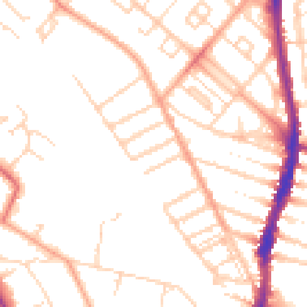Daytime road noise heatmap for WD24 5EN