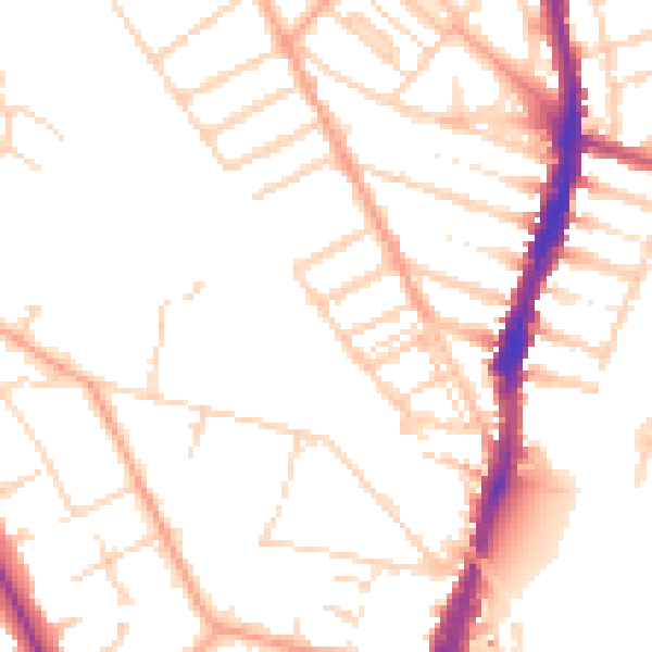 Daytime road noise heatmap for WD24 5EU