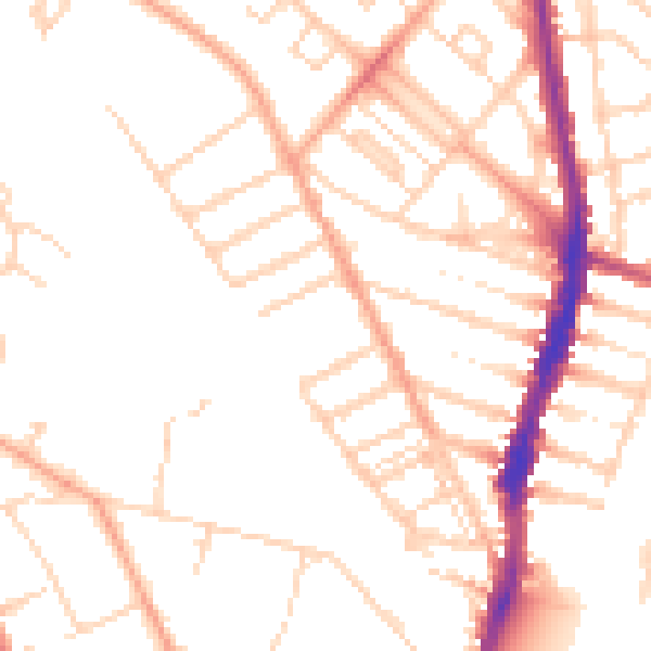 Daytime road noise heatmap for WD24 5FE