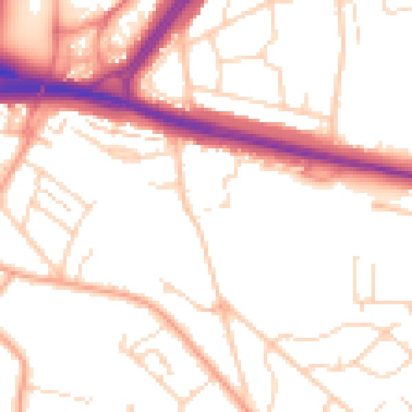 Daytime road noise heatmap for WD24 5FF