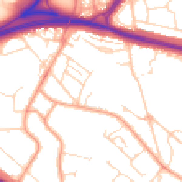 Daytime road noise heatmap for WD24 5FJ