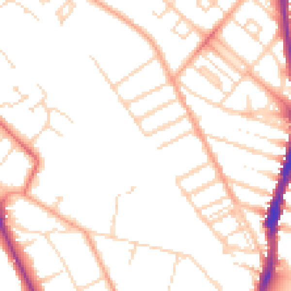 Daytime road noise heatmap for WD24 5HD