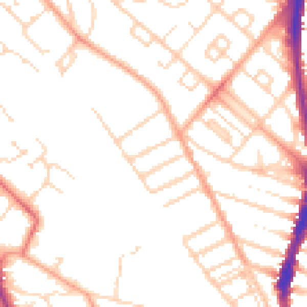 Daytime road noise heatmap for WD24 5HN