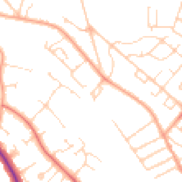 Daytime road noise heatmap for WD24 5JB