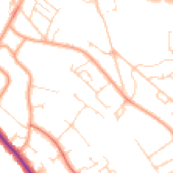 Daytime road noise heatmap for WD24 5JQ