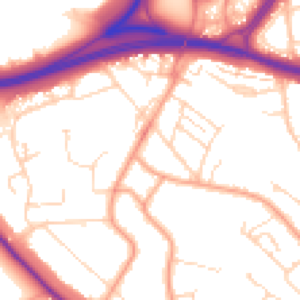 Daytime road noise heatmap for WD24 5JT