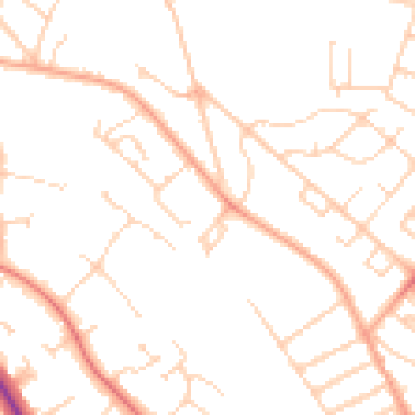 Daytime road noise heatmap for WD24 5JX