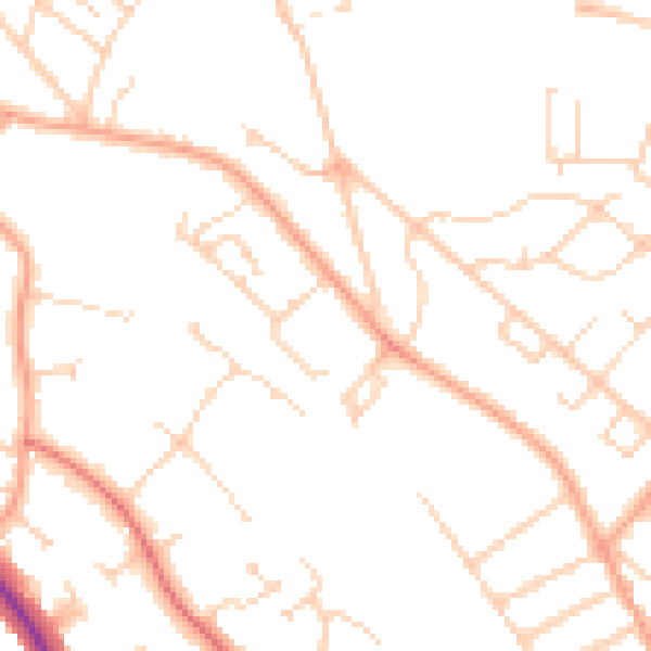Daytime road noise heatmap for WD24 5JY