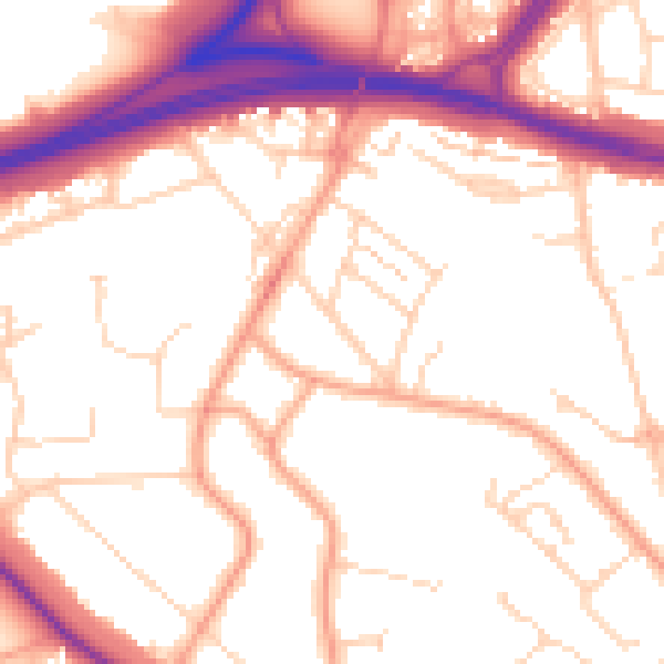 Daytime road noise heatmap for WD24 5LF