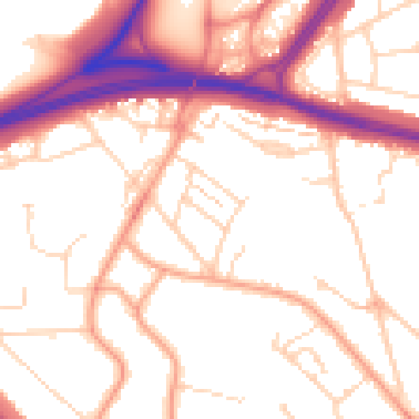 Daytime road noise heatmap for WD24 5LH