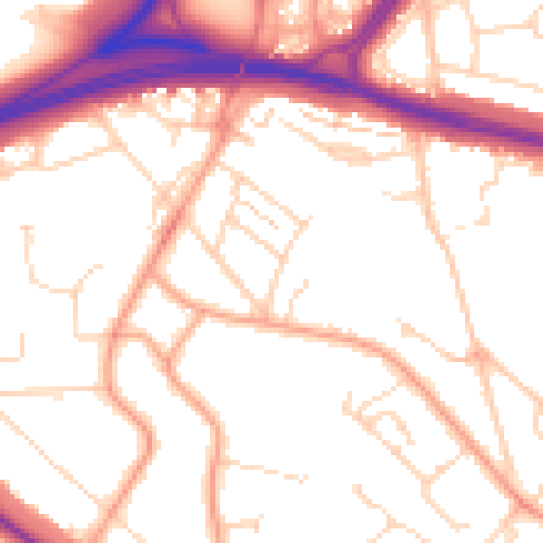 Daytime road noise heatmap for WD24 5LQ