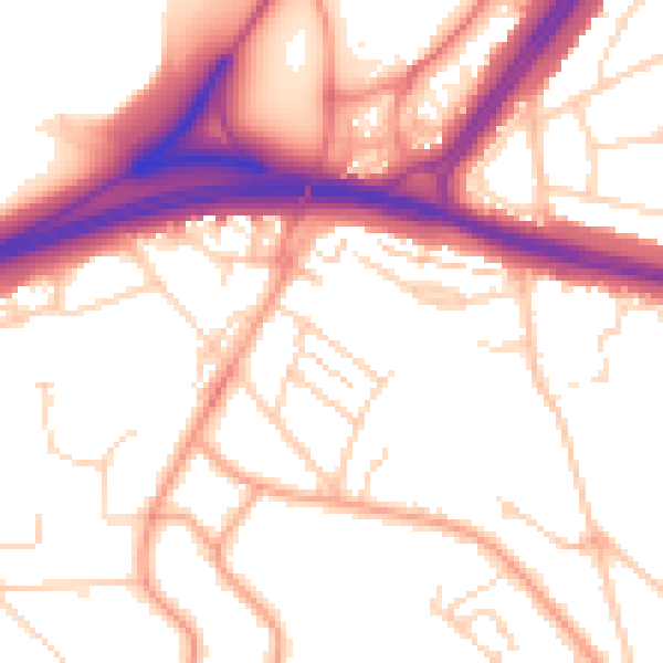 Daytime road noise heatmap for WD24 5LW