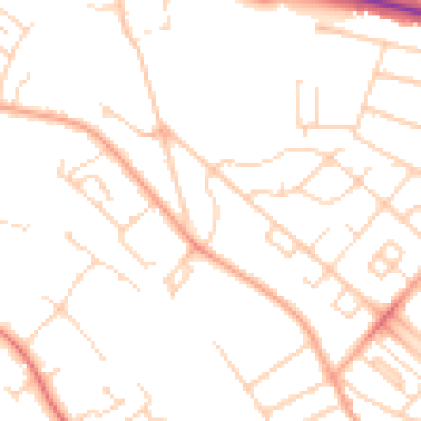 Daytime road noise heatmap for WD24 5NB