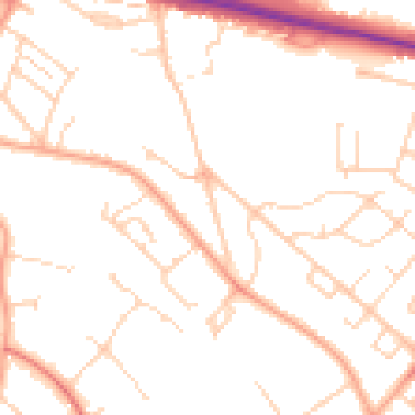Daytime road noise heatmap for WD24 5NE