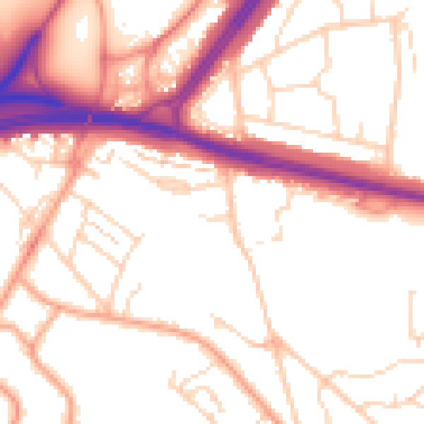 Daytime road noise heatmap for WD24 5NG